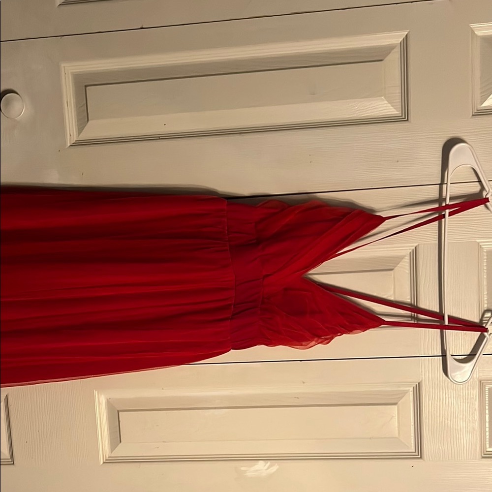 Elegant Red Spaghetti Strap Dress